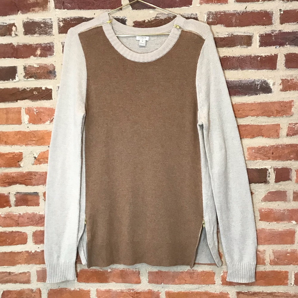 J crew factory merino wool blend sweater in camel